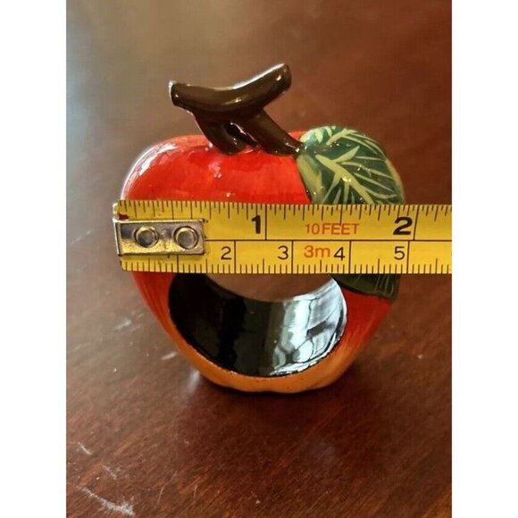 Vtg‎ Fruit Napkin Rings Apple Grapes Pear Pineapple Table Decor Resin Set of 9 - Picture 6 of 6